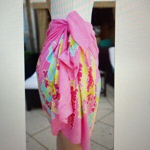 Lilly Pulitzer pink floral scarf/pareo OS